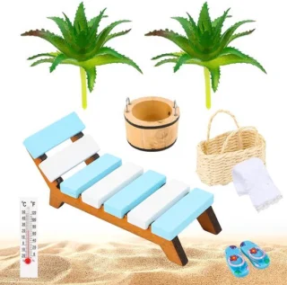 Sauna accessoires miniatuurset - 9 delen - hoogwaardig hout - wellness decoratie