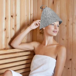 Wat vinden we goed aan de Sauna Caps Saunahoed Wolvilt, set van 2, Grijs/Wit