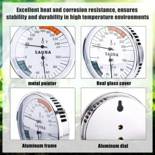 Sauna-thermometer 2-in-1 met hygrometer, Fahrenheit en Celsius, voor wandmontage