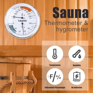 Sauna-thermometer 2-in-1 met hygrometer, Fahrenheit en Celsius, voor wandmontage