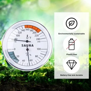 Sauna-thermometer 2-in-1 met hygrometer, Fahrenheit en Celsius, voor wandmontage