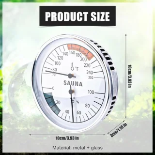 Sauna-thermometer 2-in-1 met hygrometer, Fahrenheit en Celsius, voor wandmontage