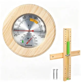 Sauna thermometer- en hygrometerset met klok - m-winkel