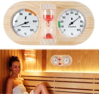 Sauna-thermometer hygrometer 2-in-1 hout, digitale weergave