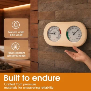 Sauna thermometer hygrometer 2 in 1 hout
