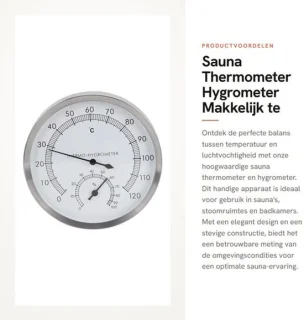 Sauna thermometer - hygrometer - stalen uitvoering - 14 x 14 cm