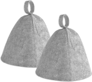 Saunahoed set: Gevilte Banya saunamuts - grijs