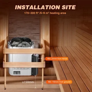 Saunakachel elektrisch - 9 kW - 380 V - max. 14 m³ - digitale bediening - wandmontage - roestvrijstalen verwarmingselement