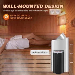 Saunakachel elektrisch - 9 kW - 380 V - max. 14 m³ - digitale bediening - wandmontage - roestvrijstalen verwarmingselement