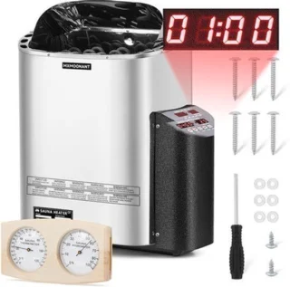 Saunakachel elektrisch - 9 kW - 380 V - max. 14 m³ - digitale bediening - wandmontage - roestvrijstalen verwarmingselement