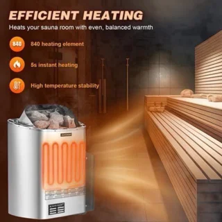 Saunakachel elektrisch - 9 kW - 380 V - max. 14 m³ - digitale bediening - wandmontage - roestvrijstalen verwarmingselement