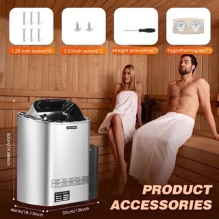 Saunakachel elektrisch - 9 kW - 380 V - max. 14 m³ - digitale bediening - wandmontage - roestvrijstalen verwarmingselement
