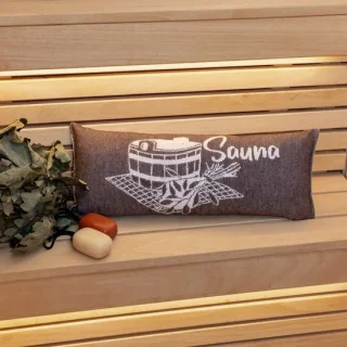 Saunakussen reiskussen katoen 50 x 22 cm (bruin/wit) - ShopVlot