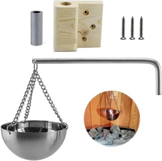 Saunaoliebeker 12cm roestvrij staal en hout - ShopVlot