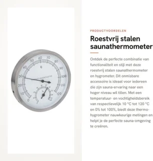 Saunathermometer 2-in-1 met hygrometer, roestvrij staal