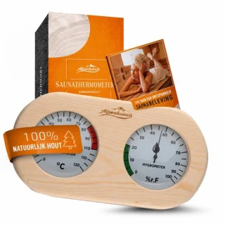 Saunathermometer en hygrometer van hout