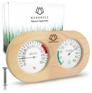 Saunathermometer-hygrometer van hout