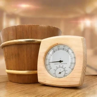 Saunathermometer met digitale hygrometer van hout - m-winkel