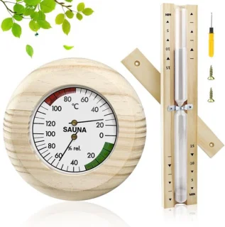 Saunathermometer met hygrometer - houten set