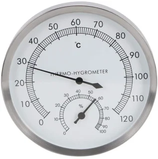 Saunathermometer met hygrometer in staal - 14 x 14 cm