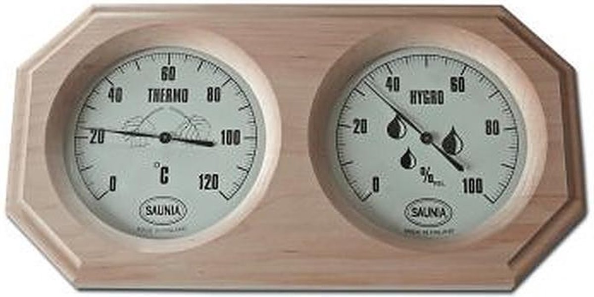 De Saunia Dark Alder Sauna Thermometer Hygrometer in één oogopslag