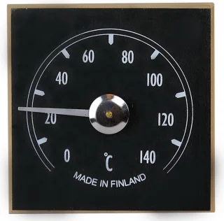 Saunia Sauna Thermometer Hout Zwart Vierkant