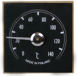 Saunia Sauna Thermometer Hout Zwart Vierkant