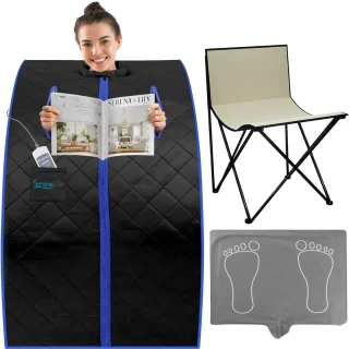 SereneLife Draagbare Infrarood Sauna Zwart 101,6x83,8 cm