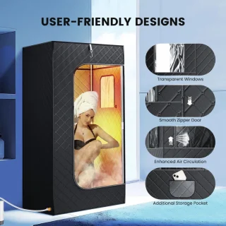 Serolux Draagbare Sauna 360° Stoomgenerator 1000W Zwart