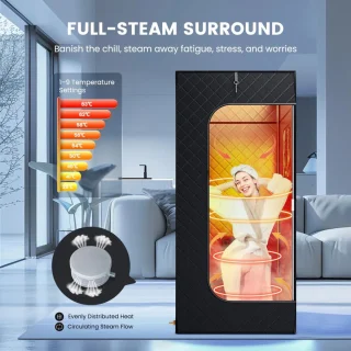 Serolux Draagbare Sauna 360° Stoomgenerator 1000W Zwart