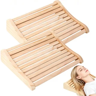 Set van 2 ergonomische houtkussens voor sauna