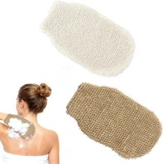 Set van 2 exfoliërende handschoenen van natuurlijke vezels