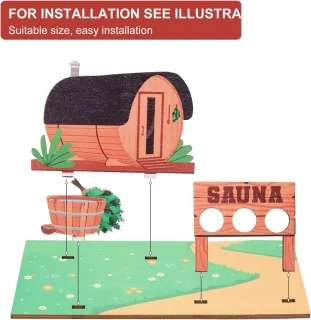 SnelShoppen 3D sauna decoratie houten rekken
