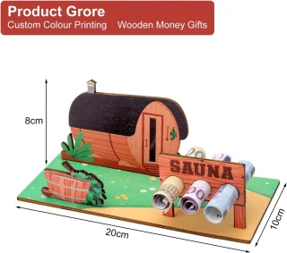 SnelShoppen 3D sauna decoratie houten rekken