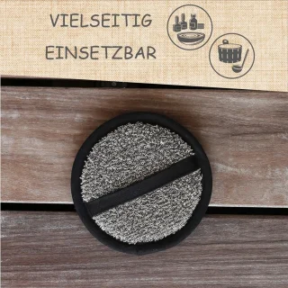 SnelShoppen - Cosmeticapunch 15 cm, zwart/natuurlijk, sauna lijn, premium linnen product, huidverzorging, exfoliërend, wasbaar, ideaal voor ontspannin