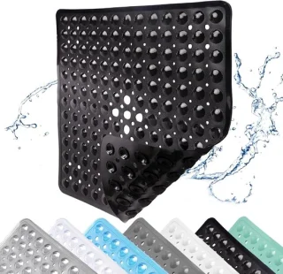 SnelShoppen douchmat 53 x 53 cm PVC steentjes design zwart