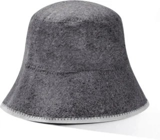 SnelShoppen - grijze sauna hoed van wolvilt, 26x21 cm, unisex