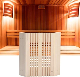 SnelShoppen - Sauna Hoofdkussen Lampenkap Hout Vierkante Hoeklamp Shade Saunatoebehoren Duurzaam en Veilig voor Hoge Temperaturen