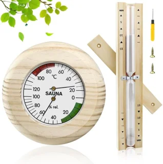 SnelShoppen sauna thermometer en hygrometer met uurglas