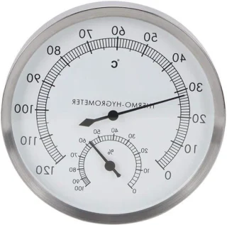Stoomkamer thermometer hygrometer RVS