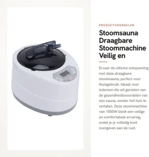 Stoomsauna - draagbare stoommachine - 2.0L