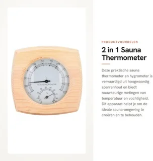Thermometer hygrometer houten voor sauna