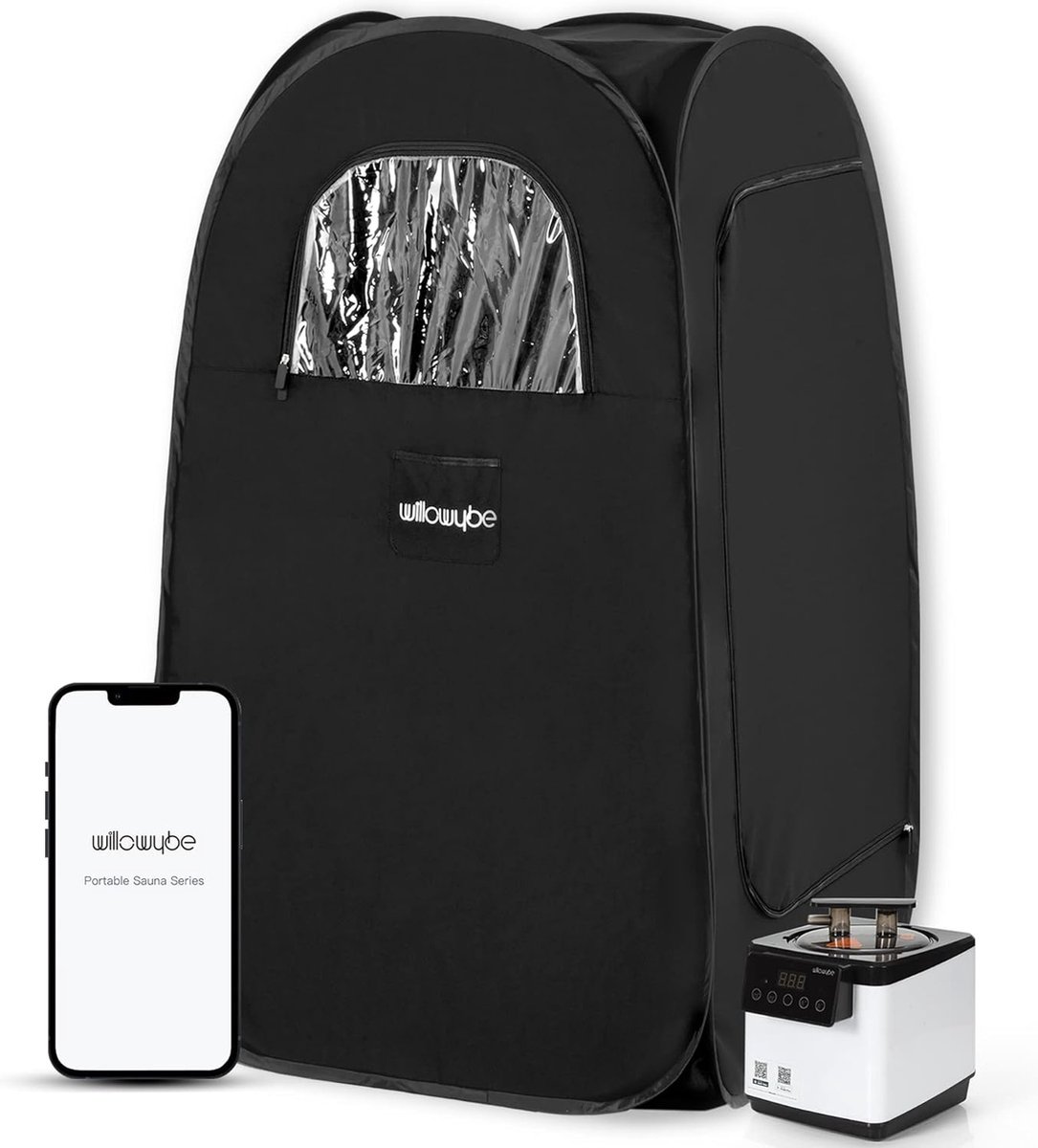 De Thuisspa Bluetooth Verdamper Sweat Tent Saunastoel Zwart Draagbare Stoomsauna in één oogopslag