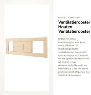 Ventilatierooster hout, verstelbaar, 34 cm