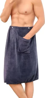 Verstelbare klikbadhanddoek kilt donkergrijs 70 x 140 cm