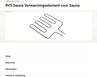 Verwarmingselement RVS voor saunakachel