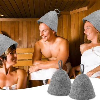 Wool Felt Sauna Hats for Men and Women - 2 Pack Grey