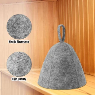Wool Felt Sauna Hats for Men and Women - 2 Pack Grey