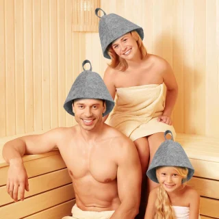 Wool Felt Sauna Hats for Men and Women - 2 Pack Grey