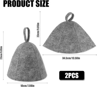 Wool Felt Sauna Hats for Men and Women - 2 Pack Grey